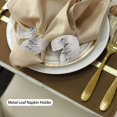 thumbnail image 4 of Leaf Napkin Rings Set of 6,Leaves Napkin Rings for Table Setting,Metal Leaf Napkin Holder Rings for Holiday Party Silver, 4 of 5