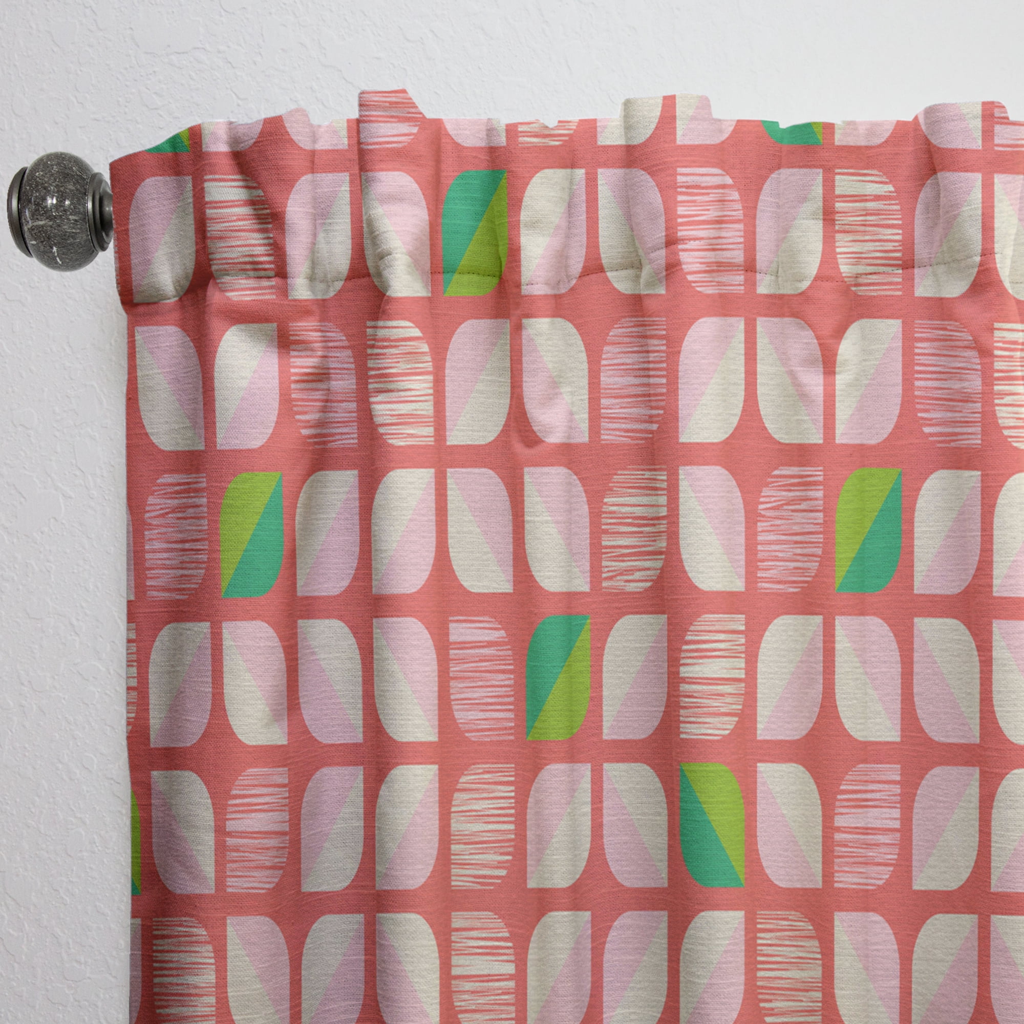 Designart 'Abstract Geometric Retro Pattern III' Mid-Century Modern Curtain Panel