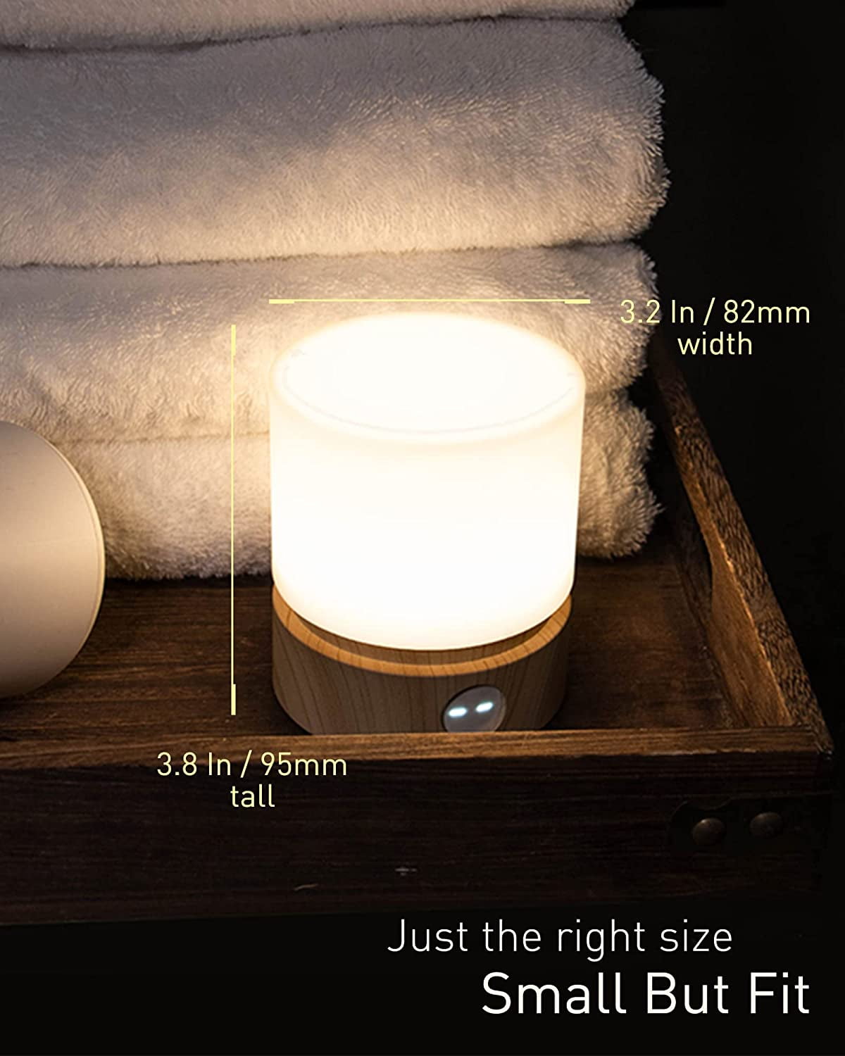 Night Light with Timer, Small Table Bedside Lamp, LED Children's Night Light, Baby Night Light, Wood Grain, Dimmable, Battery, Rechargeable