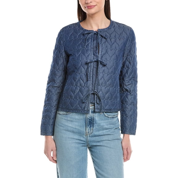 Nanette Nanette Lepore womens Quilted Hearts Jacket, m, Blue