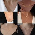 thumbnail image 2 of Collares delicados de acero inoxidable para mujer, Gargantilla con cadena con dije de borla de circón inicial, colección de collares y colgantes, joya de moda, 2 of 5