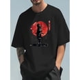 thumbnail image 1 of Nouveau T-Shirt Imprimé Samouraï Anime Japonais, Col Rond à Manches Courtes pour Hommes, Style Simple, Coupe Régulière en Pur Coton, Haut Décontracté Confortable et Respirant pour les Vacances de Printemps et d'Été, 1 of 6