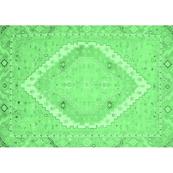 Ahgly Company Indoor Rectangle Oriental Emerald Green Modern Area Rugs, 8' x 12'