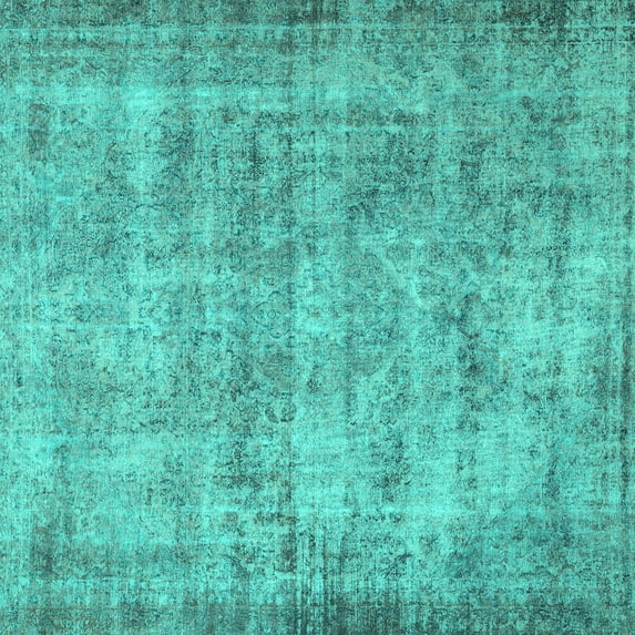 Ahgly Company Machine Washable Indoor Square Persian Turquoise Blue Traditional Area Rugs, 4' Square