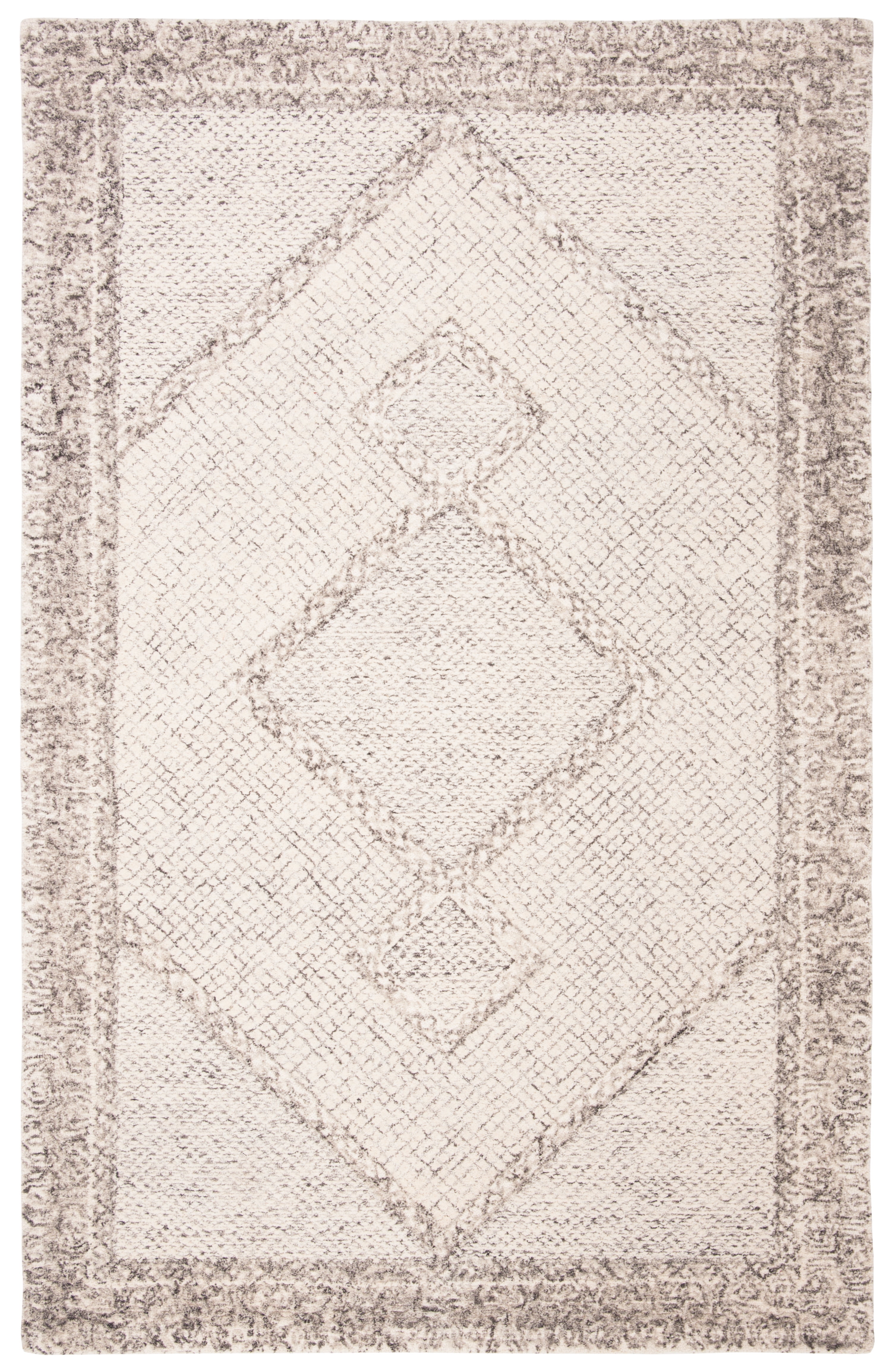 SAFAVIEH Abstract Grosvenor Geometric Wool Area Rug, Ivory/Gray, 5' x 8'
