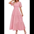 thumbnail image 3 of Vestido Informal de Verano para Mujer, de Corta, con Escote en V, Aberturas, Volantes y Ojales, Corte A Rosa M, 3 of 10