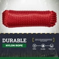 thumbnail image 4 of SGT KNOTS Solid Braid Nylon Utility Rope - Multipurpose Smooth Nylon Braided Utility Cord Line - for Anchors, Crafts, Towing 0.1875in x 100ft - Red, 4 of 6