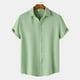 thumbnail image 4 of Camisas De Mezclilla Para Hombre Verano para hombre Verano Casual Solapa Color sólido Manga corta Botón Camisa de lino para hombre Ropa para hombre (Green, L), 4 of 7