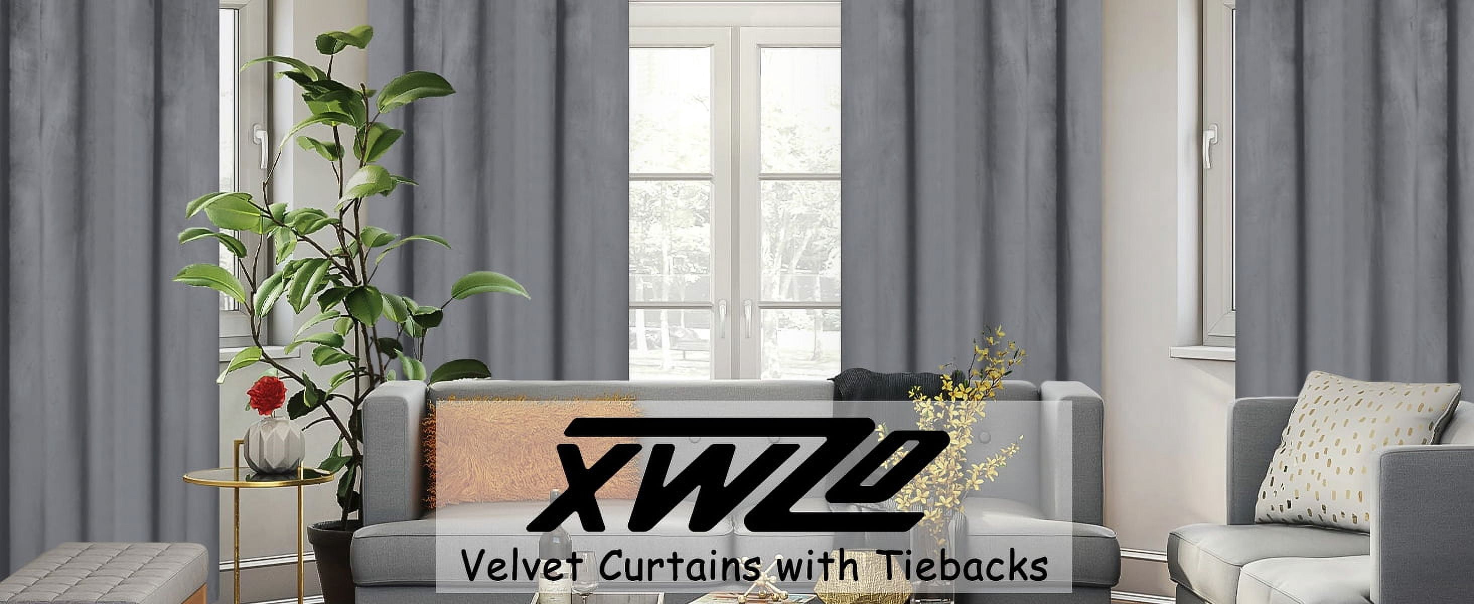 XWZO Velvet Blackout Curtains 96 Inch 2 Panels for Window, Room Darkening Energy Saving Thick Window Treatment Drape for Bedroom/Home Theater/Living Room/Patio/Sliding Door,Grommet, Gray, W52 x L96