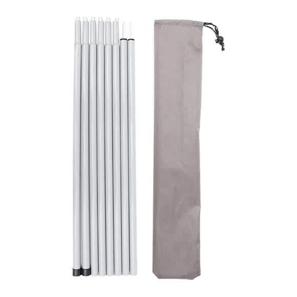 8x Camping Tent Poles Shelter Tent Pole for Tarp Adjustable Canopy Poles Gray White