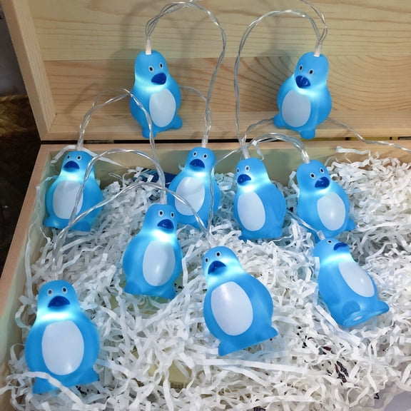 Sezrgiu Lovely Blue Penguin Night Light Battery Operated LED Indoor Boys Kid Bedroom Lamp Decor