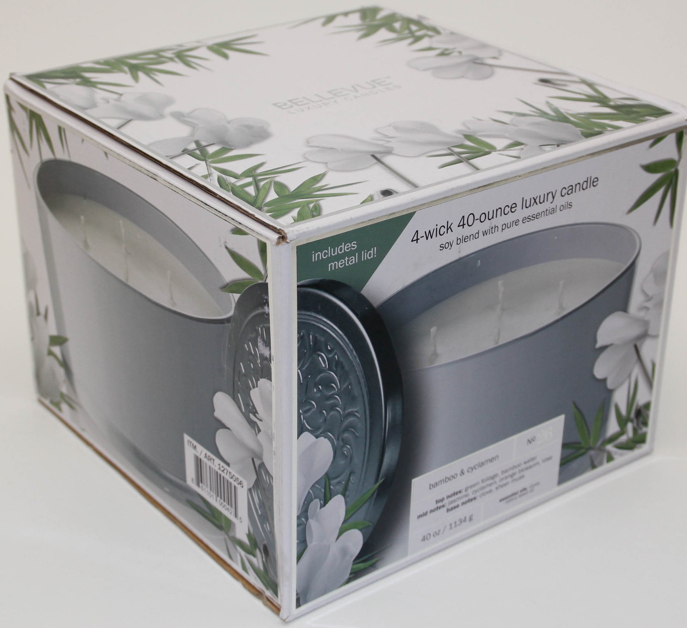 Bellevue 4 wick Luxury Candle 40 ounce, Bamboo & Cyclamen NEW