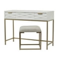 thumbnail image 4 of DecMode 42" x 31" White Wood Vanity with Stool with Hidden Mirror, 2-Pieces, 4 of 11