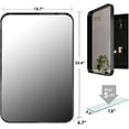 thumbnail image 3 of QMIT Medicine Cabinet Mirror for Bathroom, Recessed Metal Framed Vanity Mirror with Storage, Wall Mount Medicine Cabinet with Adjustable Shelves, 16x24 Inch (Black Rectangle), 3 of 6