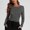Gray winter ruched slim tops a1, variant on thefmos Women Winter Round Neck Long Sleeve Ruched Slim Pullover Tops Solid Basic Casual Trendy Fall Fashion Clothes, Khaki 2XL