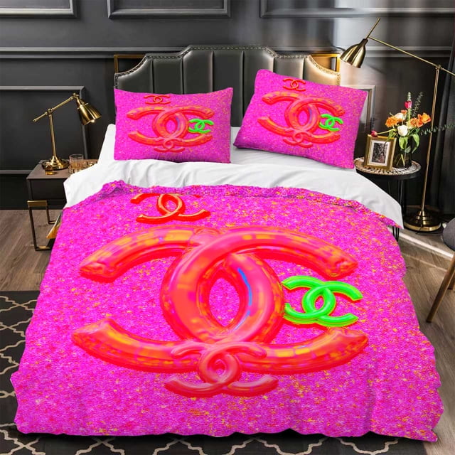 Vibrante Juego de Funda de Edredón de 3 Piezas con Rojo y Verde Entrelazados sobre Fondo Rosa Texturizado – Decoración de Dormitorio Moderna