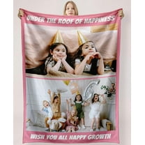 Personalised Blanket Custom with Picture Text Throw Blanket, Customized Photo Gift Birthday, Holiday, for Dad, Mom, Kids, Pet, Friends or Couples (1 Photo)