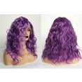 thumbnail image 3 of Unique Bargains Lace Front Wigs for Women 14" Purple Medium Long Fluffy Curly Wavy with Wig Cap, 3 of 8