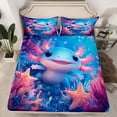 thumbnail image 2 of Feelyou 3D Ocean Axolotl Queen Sheet Sets, Sea Starfish Coral Bed Set, 4-Piece, 2 of 7