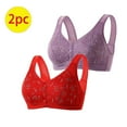 thumbnail image 2 of SMihono Stylish Daisy Bras for Older Women 2 Pack Front Closure Wireless Bra Senior Comfort Snap Sleep Bra Beauty Back Everyday Bras Red 8, 2 of 5