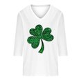thumbnail image 4 of VgaVtl V-Neck St Patricks Day Shirts Plus Women 3/4 Sleeve Tops Women Loose Leisure Shamrock Saint Shirts Party Tops, 4 of 4