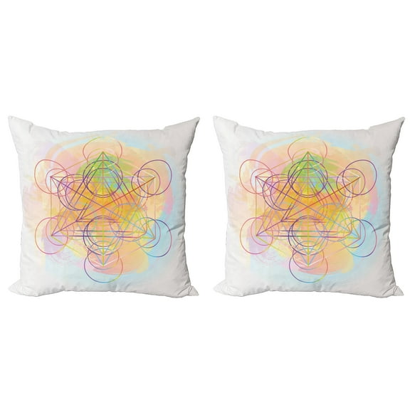 Ambesonne Colorful Throw Pillow Cover 2 Pack, Psychedelic Flower, 24", Multicolor