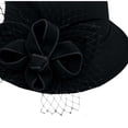 thumbnail image 3 of Women's Wool Felt Hat with Elegant Net Fabric Flower, Round Top Bucket Hat for Women, Vintage Tea Party Hat for Church, Wedding, and Special Occasions - Black, 3 of 3