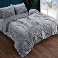 thumbnail image 1 of 3 Pcs Velvet Duvet Cover Set, Soft Pinch Pleated Textured Duvet Cover with Corner Ties and Button Closure, 1 of 6