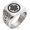 Silver, variant on Stainless Steel Abe Samurai Crest Geometric Pattern Biker Style Polished Ring