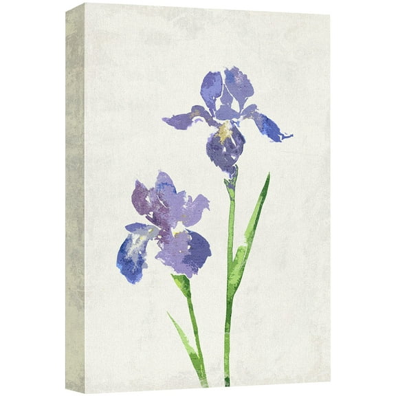 wall26 Canvas Print Wall Art Retro Style Purple Iris Duo Floral Botanical Illustrations Realism Chic Scenic Relax/Calm Multicolor Cool for Living Room, Bedroom, Office - 32"x48"