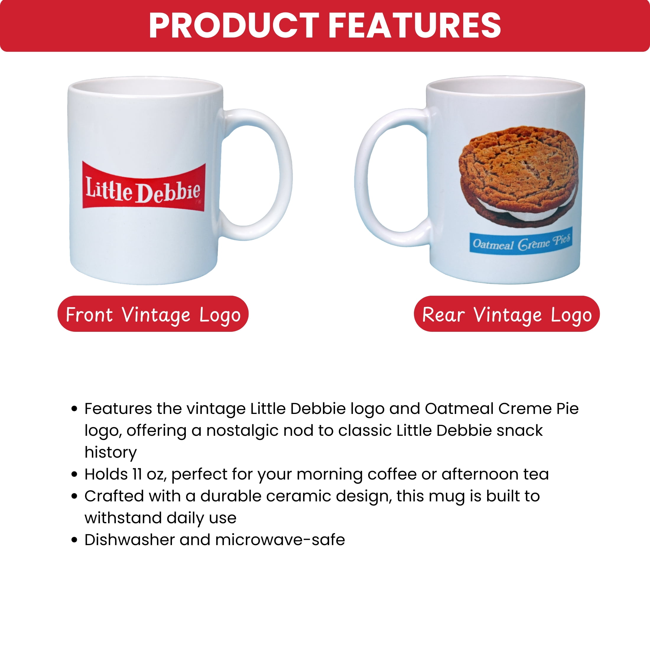 Little Debbie Ultimate Snack Bundle, 6 Box Variety Pack with 1 Retro Oatmeal Creme Pie Ceramic Mug