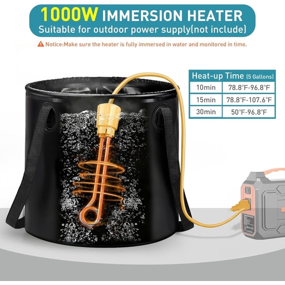 Portable Shower for Camping with Immersion Water , Rechargeable Camping Shower Pump, Outdoor Hot Shower with 6.6 Gallons Folding Bucket