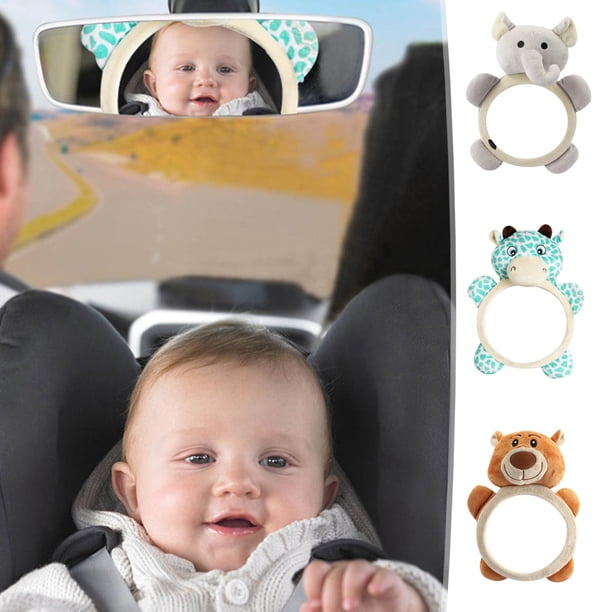 Fiudx Espejo Retrovisor para Bebé, Osito de Peluche Suave, Diseño Interactivo, Estimulación Visual y Táctil, Apto para Coche o Cama, Fácil de Colgar, Tamaño 28 X 21 Cm