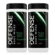 Angle View: Defense Soap All Natural Peppermint Body Wipes 2PK with Tea Tree Oil | Wrestling, Combat, Camping, Gym, Post Workout Shower Wipes for Men and Women. 40 Count (Pack of 2)