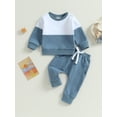thumbnail image 2 of Coduop Toddler Baby Boys 2 Piece Outfit Set Contrast Color Long Sleeve Sweatshirt and Pants Sets, 2 of 8