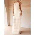 thumbnail image 4 of Women'S Backless Pleated Maxi Dress Halter Neck Spaghetti Strap Beach Maxi Dress Holiday Casual Sundress White XL, 4 of 9