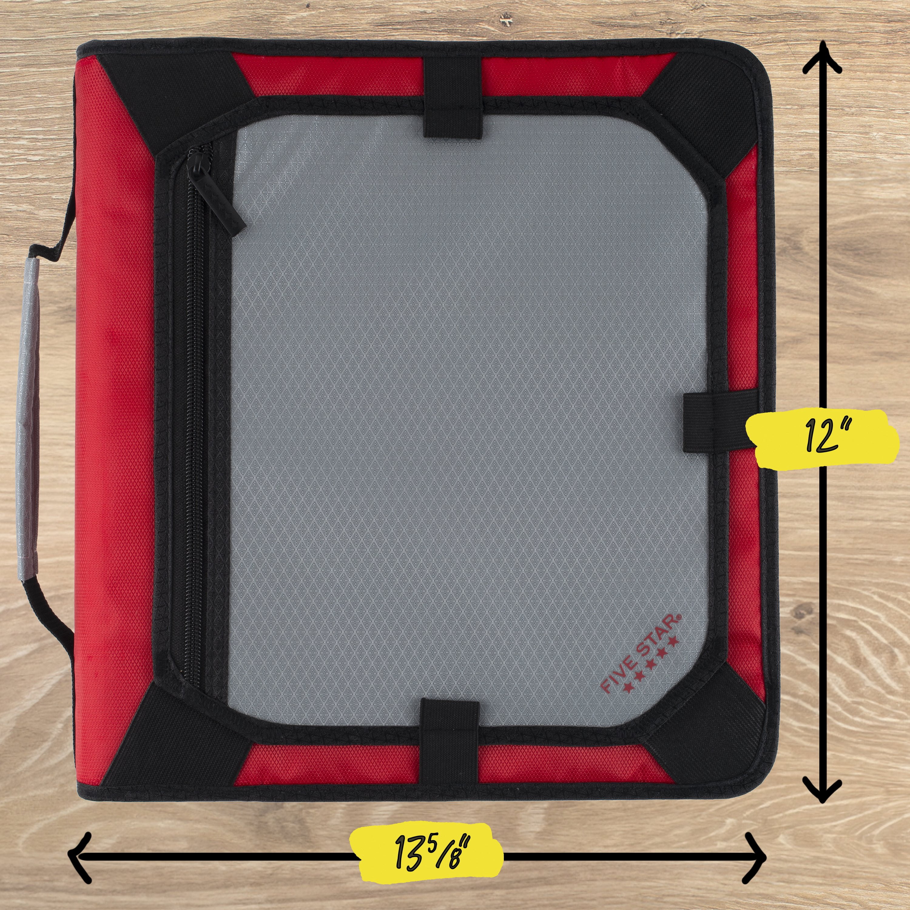 Five Star 2" Red Expanding Zipper Expansion Panel Binder with 5-Tab File System