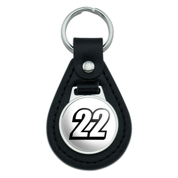 22 Number Twenty Two Black Leather Keychain