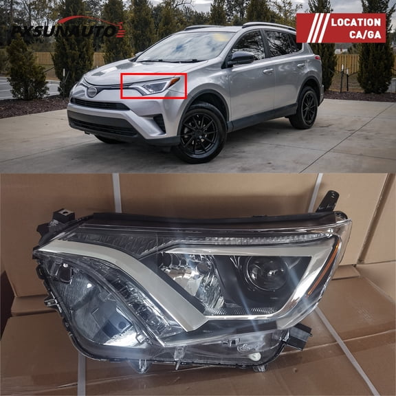HOUGEET Headlights Assembly Fit for 2016-2018 Toyota Rav4 Halogen Projector Headlamp TO2503247 Left Driver Side