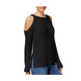 thumbnail image 1 of Hippie Rose Juniors' Cold-Shoulder Sweater (Black, X-Small), 1 of 1