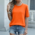 thumbnail image 7 of Short Sleeve Sweater for Women Crew Neck Lightweight Pullover Sweater Spring Summer Tops Casual Blouse Basic Clothes Orange S, 7 of 7