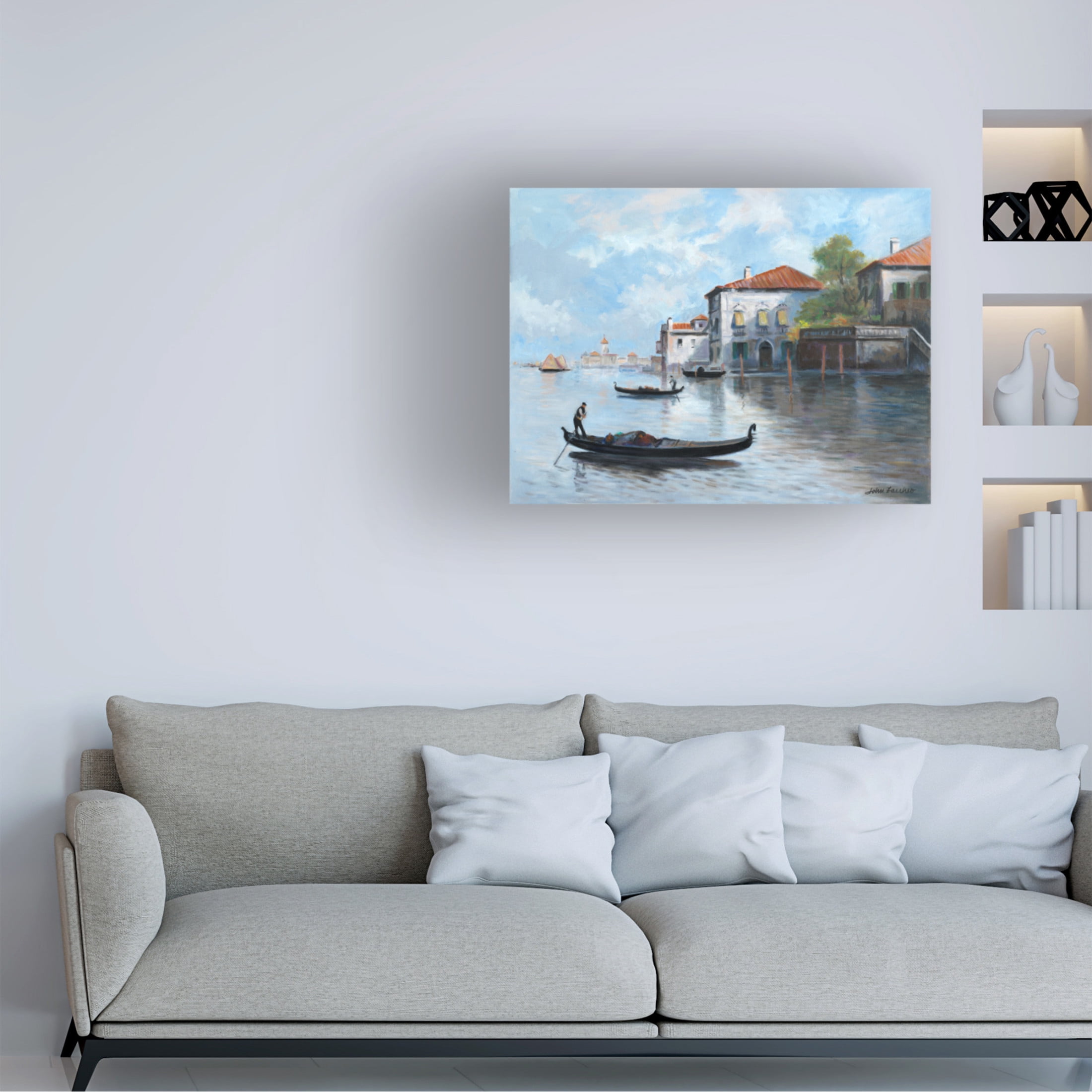 Canvas Wall Art - John Zaccheo 'Gondolas' Wall Art for Living Room, Bedroom, or Office Décor by Trademark Fine Art - 24 x 18 Inches