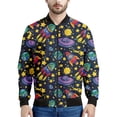 thumbnail image 3 of Chaqueta con estampado de cohetes de dibujos animados para hombres y mujeres, abrigo con estampado 3D brillante, chaqueta informal de gran tamaño estilo Harajuku con cremallera para niños, mangas larg, 3 of 4