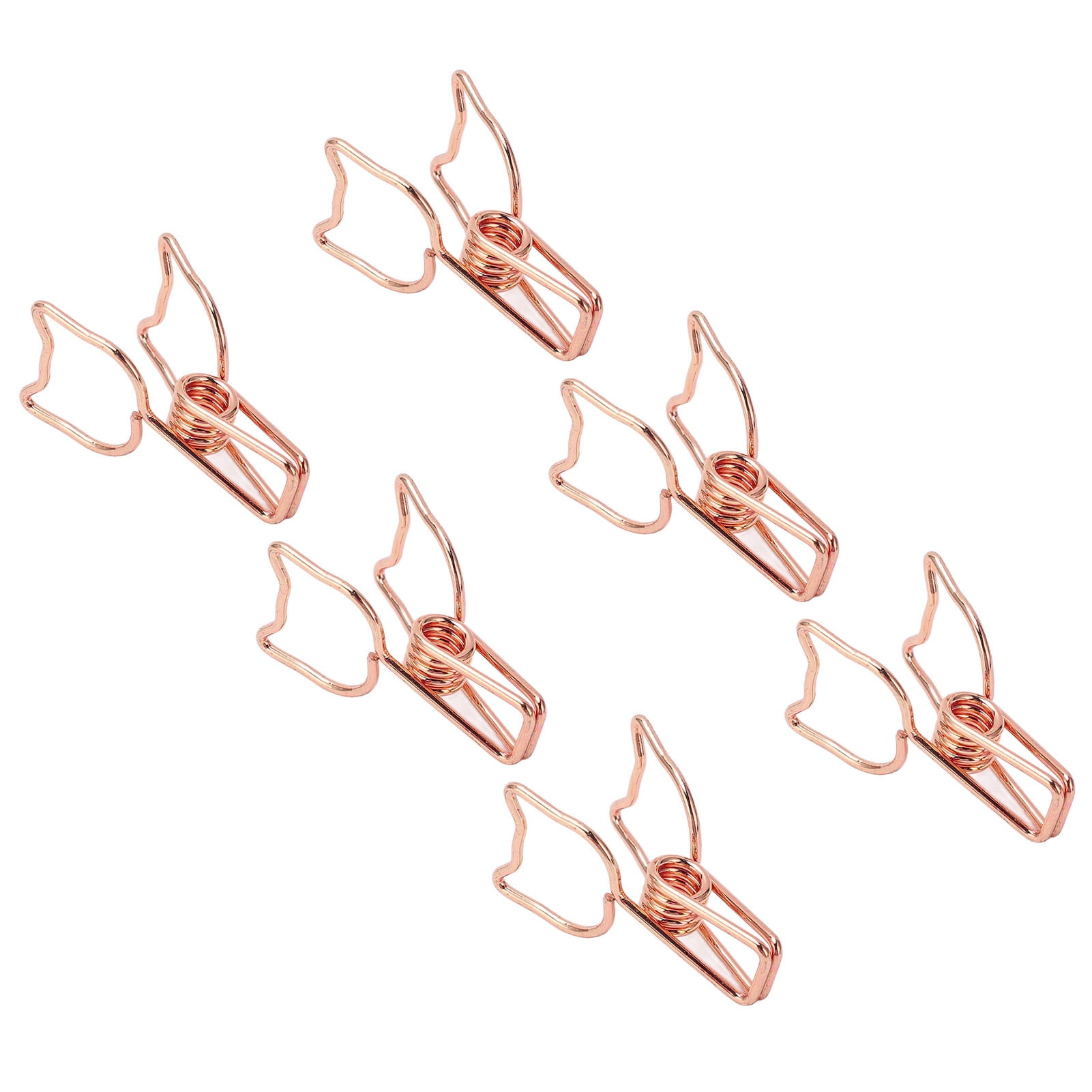 BOKYAN 100pcs Binder Clips Cute Cartoon Cat Shape Metal Hollowed Long Tail Clips Paper Clamps Office Supplies Rose Gold (5.91 inches / 15 cm)