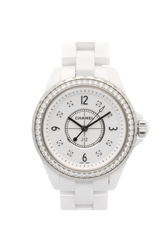 Pre-Owned Chanel J12 Diamond Bezel 8-Diamond Watch, Ceramic, Diamond, Ladies, White, H3110
