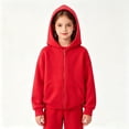 thumbnail image 2 of Gubotare Girls Zip Up Hoodies Teen Fleece Full-Zip Sweatshirts Jacket Casual Fall Hoodie with Pocket Red,Size 9-10 Years, 2 of 8