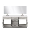 thumbnail image 3 of Abbey 72" W White Oak Vanity Quartz Countertop, 70" Mirror and Faucet Set, 3 of 6