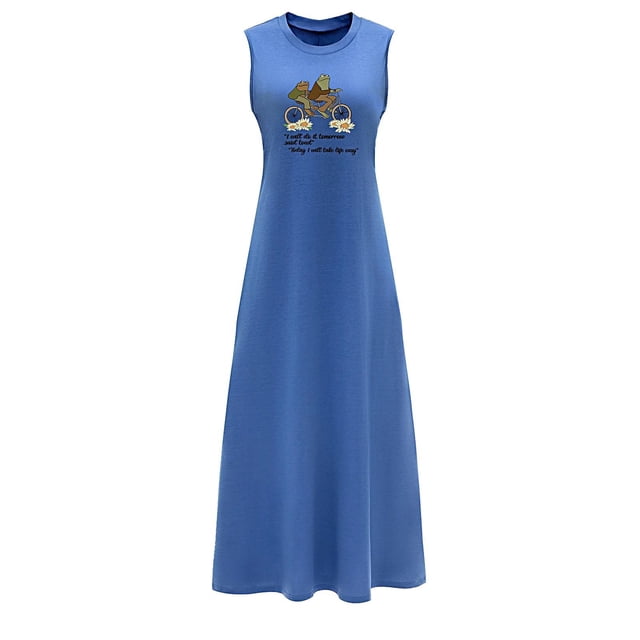 Vestido de verano para mujer, vestido transpirable con cuello redondo para viajar, ir de compras, mujer M