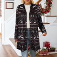 thumbnail image 2 of Cárdigan largo de Navidad para mujer, estampado de copos de nieve, manga larga, cárdigan abierto holgado a la moda para mujer, para otoño, Navidad, negro, XL, 2 of 6