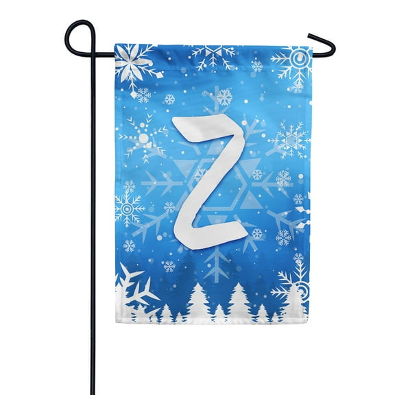 America Forever Winter Monogram Letter Z Winter Forest Garden Flag Vertical Double Sided 12.5 x 18 inches Happy Holiday Christmas Seasonal Flags for Outdoor, Yard Porch, Snowflakes Garden Flag